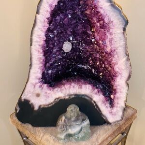 Amethyst Geode with Crystal Buddha